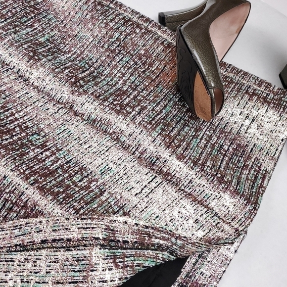 Tahari Arthur Levine Rose Gold Teal Shimmer Dress Sz 6 - Picture 7 of 16